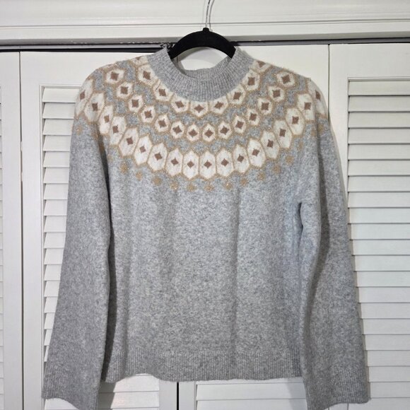 J. Crew Gray Gold Cream Patterned Sweater Sz M - Picture 6 of 6